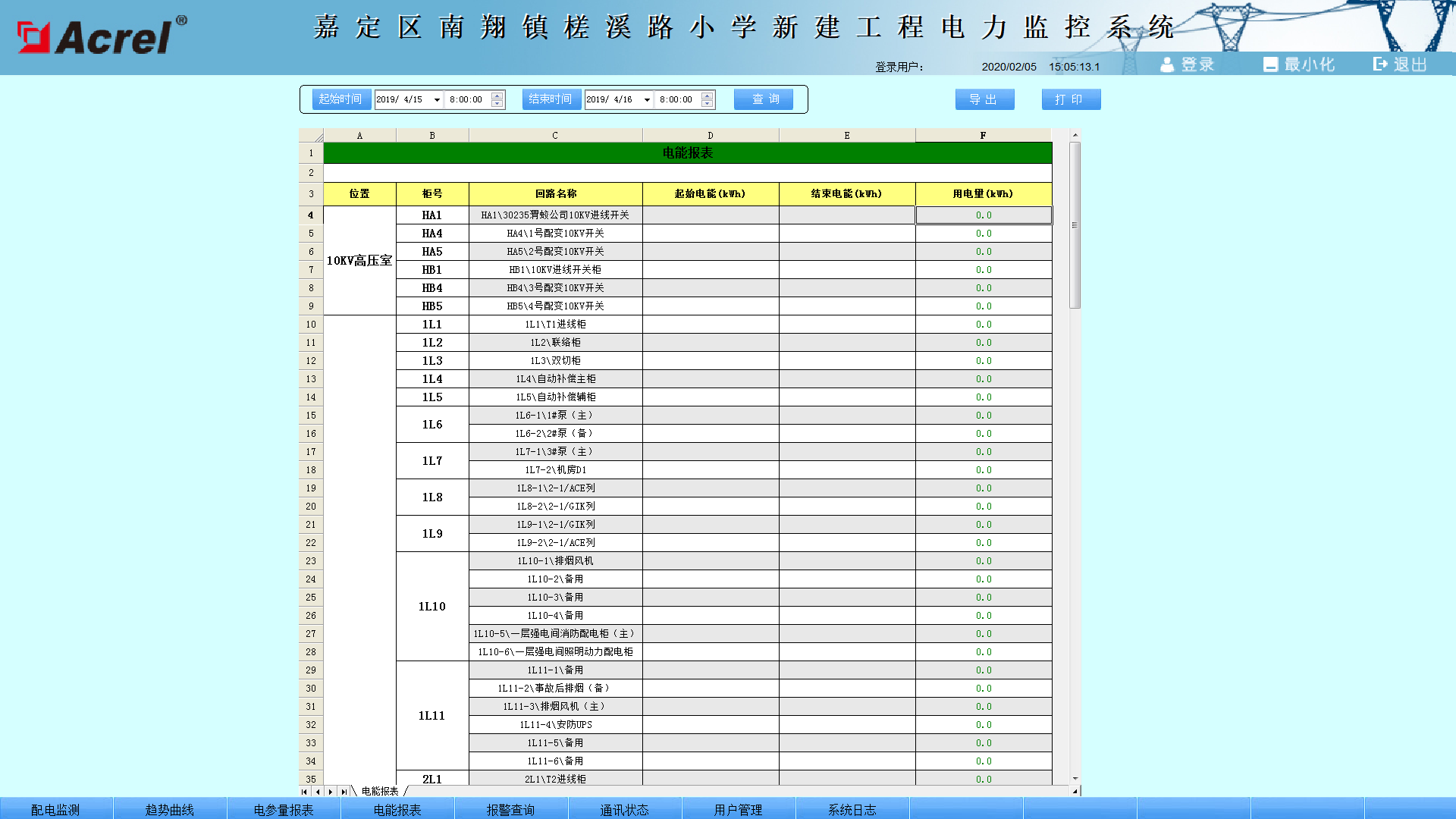 Acrel-2000电力监控系统在嘉定区南翔镇槎溪路小学新建工程的应用