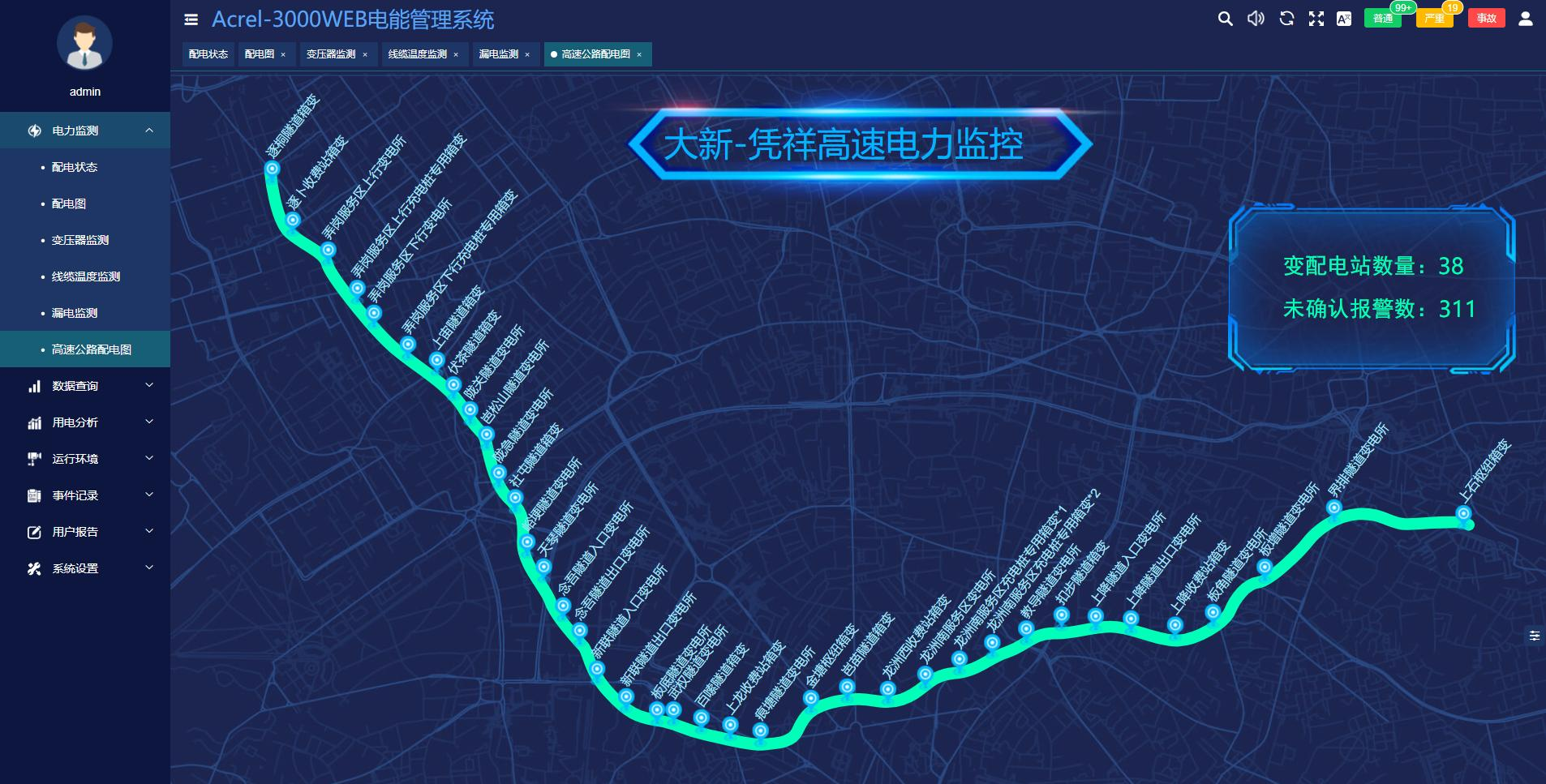 广西大凭高速公路AcrelEMS-HIM 高速公路综合能效系统