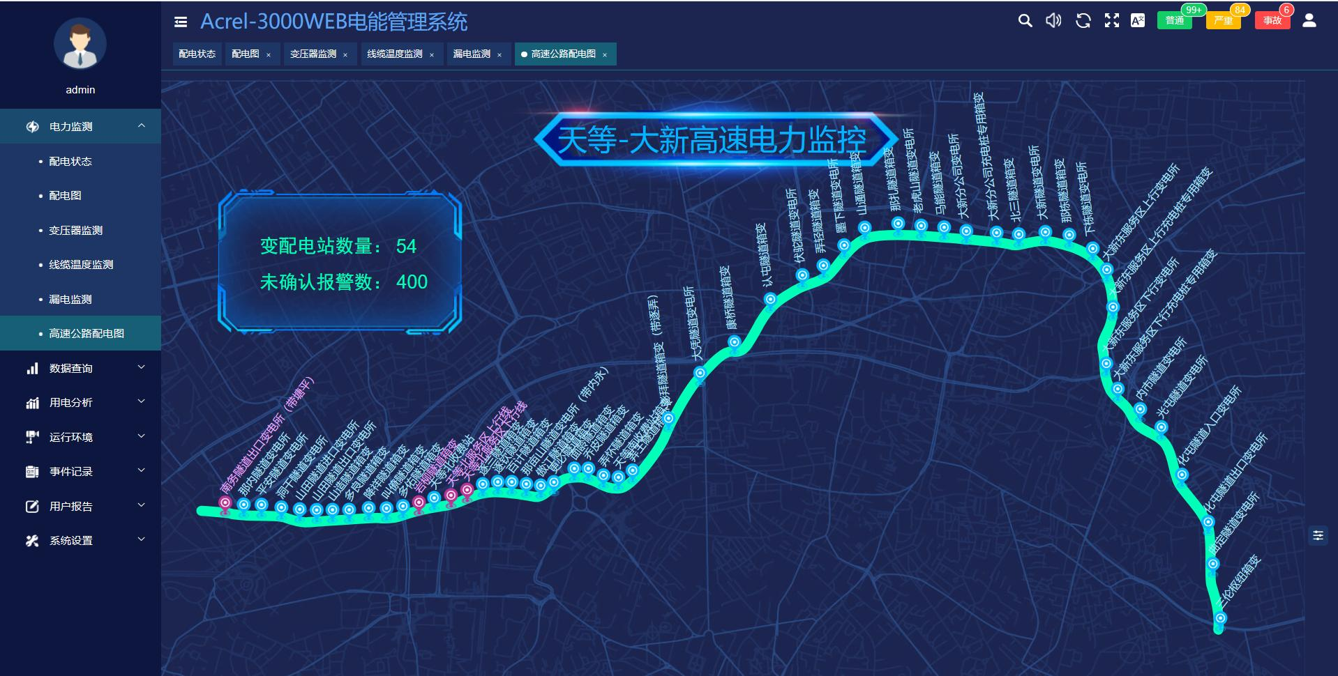 广西大凭高速公路AcrelEMS-HIM 高速公路综合能效系统